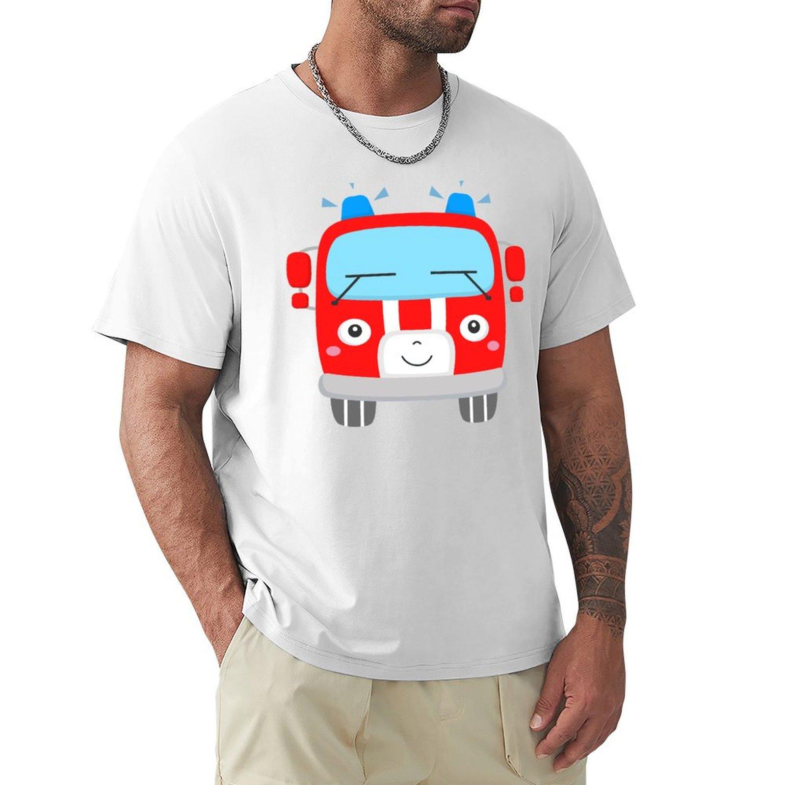 Fire Truck For Kids Toddlers Cute Fire Engine Tshirt Casual Breathable Short Sleeve Top S