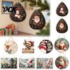 Rustic Wood Welcome Plaque 2D Christmas Wooden Door Hanger Ornaments, Santa Snowman Reindeer Wall Cute Elk Holiday Ornaments Sign, Farmhouse Xmas Tree