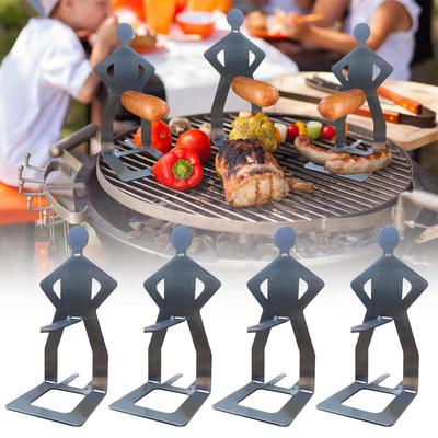 Vtipný držák na BBQ klobásy Nerezový držák na grilování hot dogů Přenosný stojan na batoh pro kempování Lidé Klobásy Na pikniky Nástroje