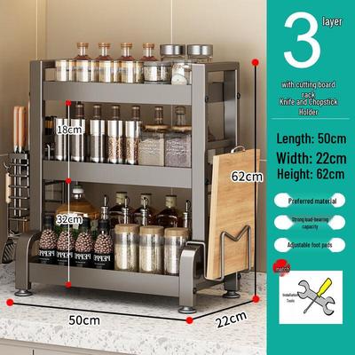 3-Tier Kitchen Spice Rack with Knife & Utensil Holder
