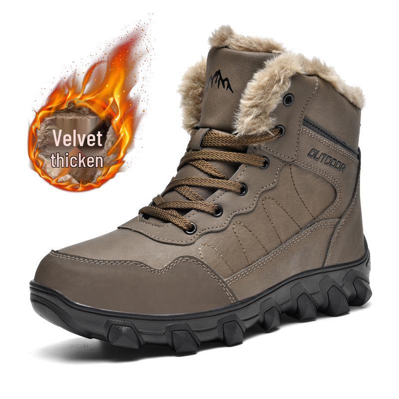 Men's Plus Size Waterproof Non-Slip Warm Snow Boots for Outdoor Hiking