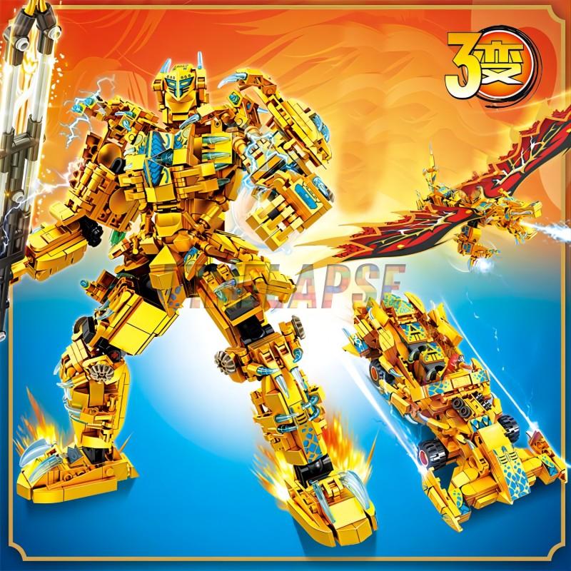 3in1 Warrior Mechanical Golden X Titans Mechas Chariot Dragons Season 15 Building Blocks Classic Model Sets Bricks Kids Kits