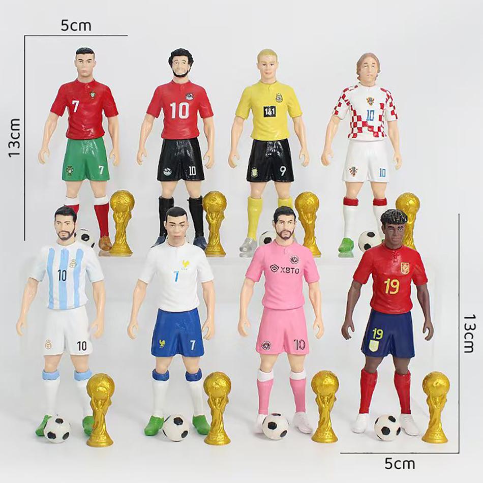 

Новый набор из 8 шт. Модели футболистов Мультяшные милые фигурки Аксессуары для автомобиля Футбольные фанаты Детские подарки