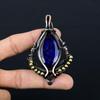 Blue Sapphire Gemstone Pure Copper Wire Wrapped Designer Handmade Pendant Jewelry For Wedding Gift