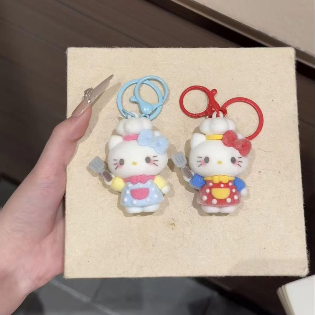 Chef Kitty Keychain Cartoon Bag Charms Backpack Purse Hanging Ornament Car Key Accessories Cute Gift for Girls Women