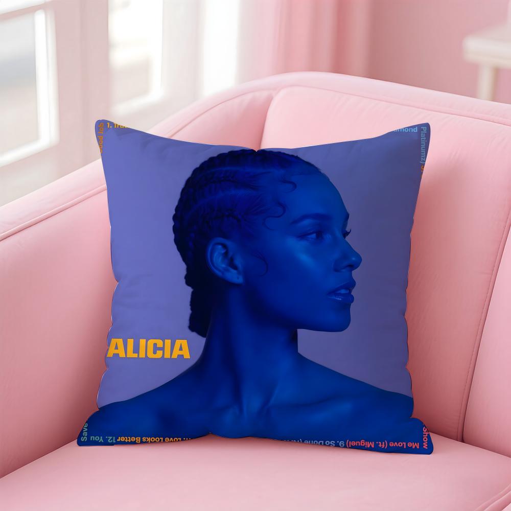 Alicia K-Keys Singer Cushion Cover Comfortable Reversible Pillow Cover Ideal For Car Sofa Bedroom & Beyond