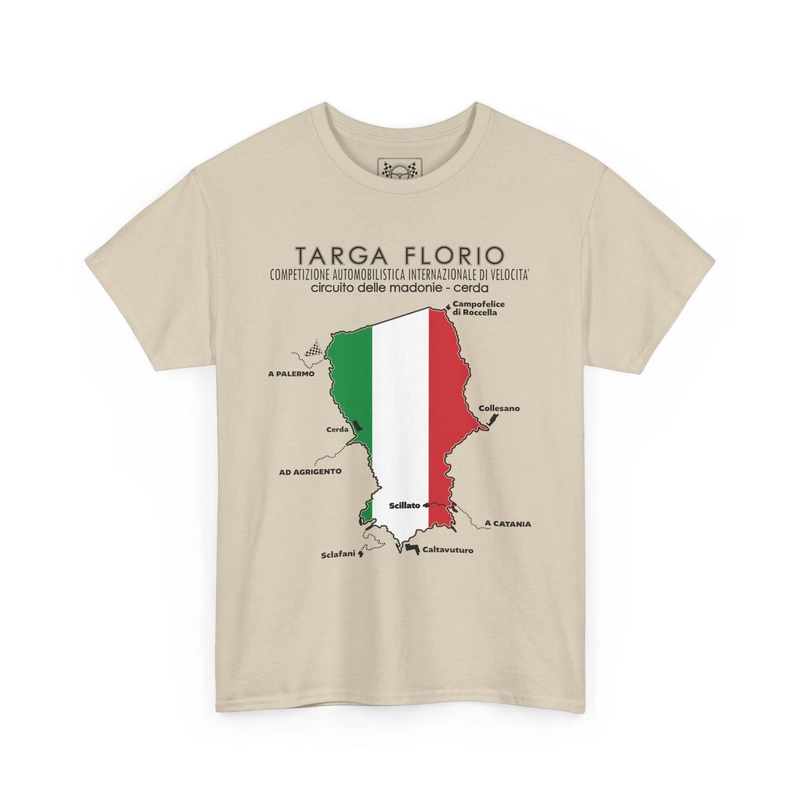 

Targa Florio Race Track Map T-Shirt - Italian Sicily Tee - Motorsport Fans Gift S
