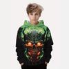 Autumn 3D Skull Printed Hoodies Fashionable Casual Sports Long Sleeved Children's Boy Hooded Sweatshirts