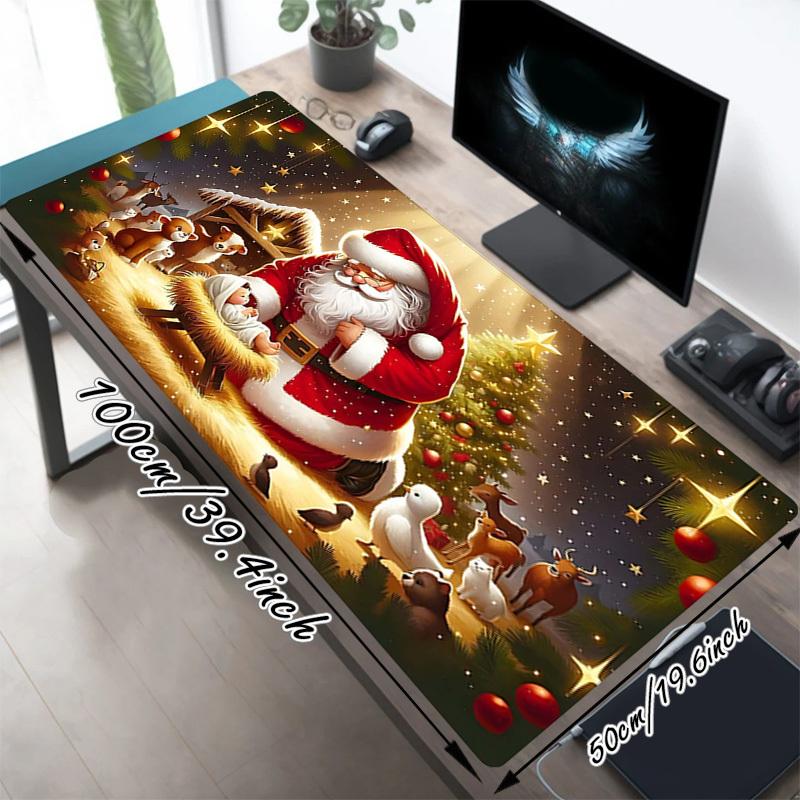 1PC Christmas, Santa Claus Oversized Mouse Pad - Non-Slip Rubber Base Perfect for Office School Esports Home Decor Desk Mat 280A