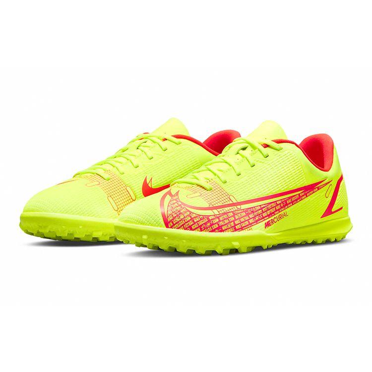 Nike Mercurial Vapor 14 AG Round Toe Lace-Up Durable Low-Top Soccer Shoes Kids Soccer Shoes Fluorescent-Yellow CV0945-760