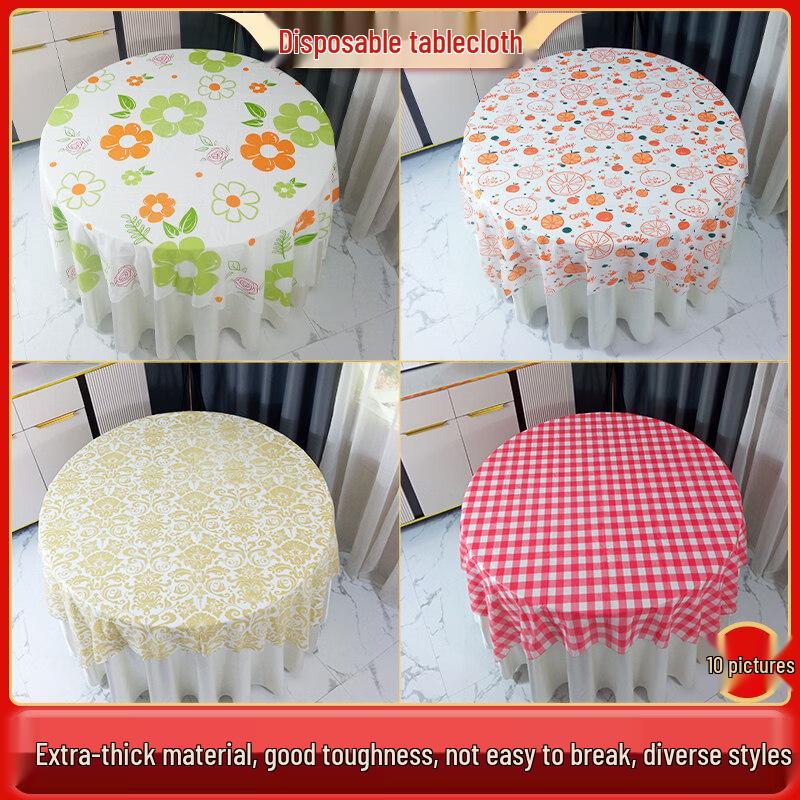 ZISIZ Disposable Round Plastic Tablecloth