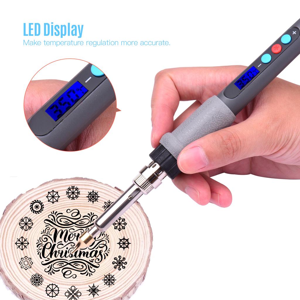 79 STK Trebrennerverktøysett Profesjonell Pyrografipenn Loddebolt Sett Justerbar temperatur