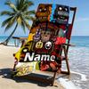 Custom Name Personalized Five Nights At Freddy's Print Beach Towel, for Trip Camping Beach Party Home Decor, Birthday Gift for Family & Friends