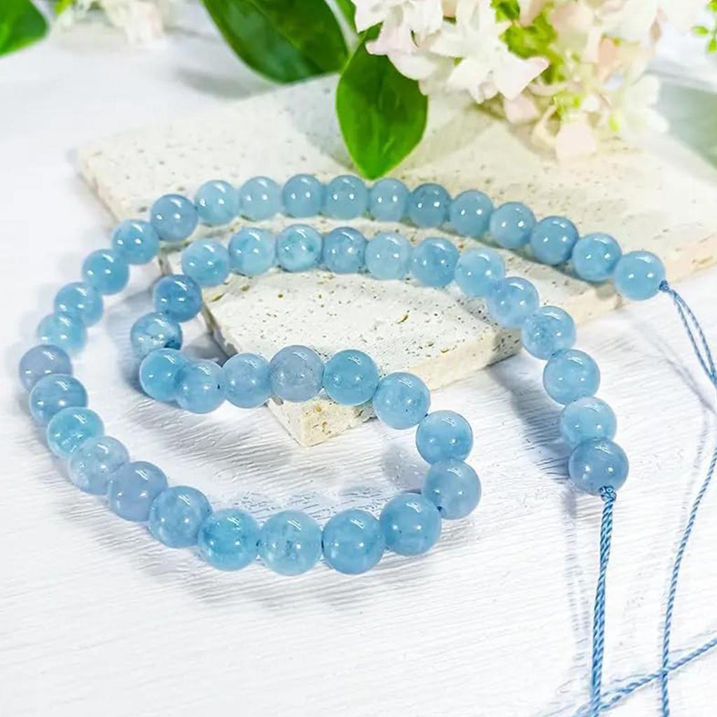 Blue Aquamarine Jade Loose Beads 4/6/8/10/12mm for Jewelry Making DIY Bracelets Accessories