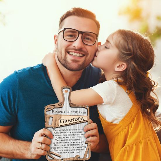 Wooden Recipe Sign Father's Day Gift Recipe for The Best Ever Dad Ornament Hanging Decoration Gift for Dad Grandpa