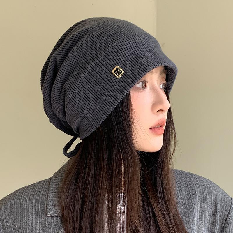 Autumn and Winter Hats, Women's Headgear, Big Head Circumference, Small Face, Cold Hat, Retro Versatile Stacking Hat