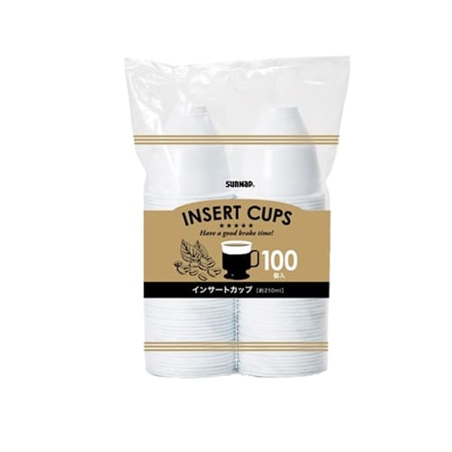 Sunnap Insert Cups, Approx. 210ml, Pack of 100 [Office Coffee Inserts, Plastic Cups, Hot Coffee, Office Insert Type, IC-100C]