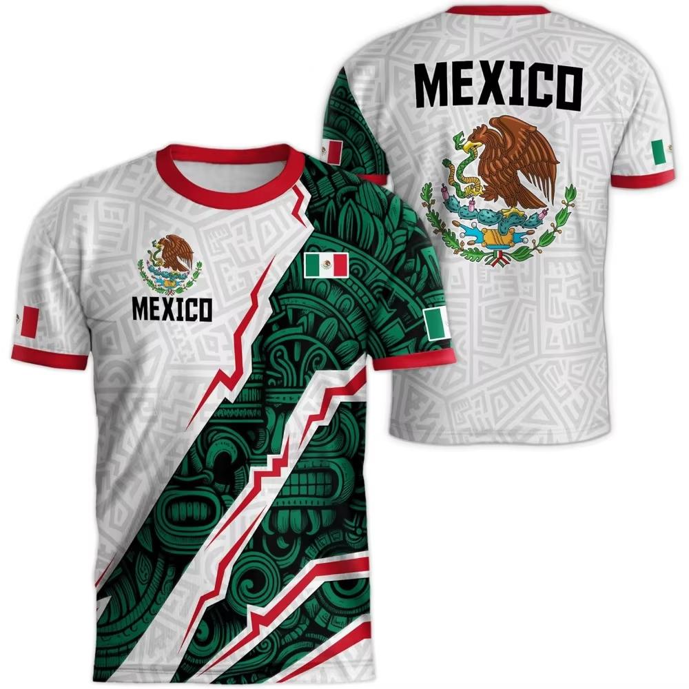 Mexican Flag-themed 3D Eagle Pattern Sport Quick-dry Breatha Men's T-shirt Outdoor Football Sportswear Parent-child Clothing