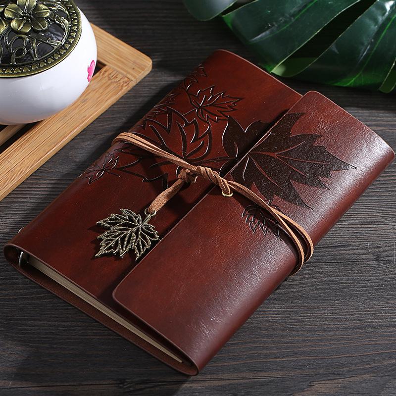 Maple Leaf Retro Kraft Paper Notebook: Simplistic Student Planner & Travel Diary