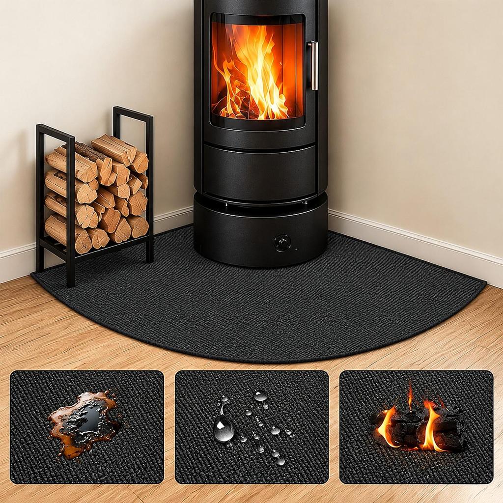 Fireplace Heat-Protection Mat 3-Layer Foldable Heat-Resistant with