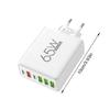 Double PD & 4 USB A Ports EU Plug Travel Plug Adapter 65W USB Wall Charger Rapid Charging Block for Phone Tablet