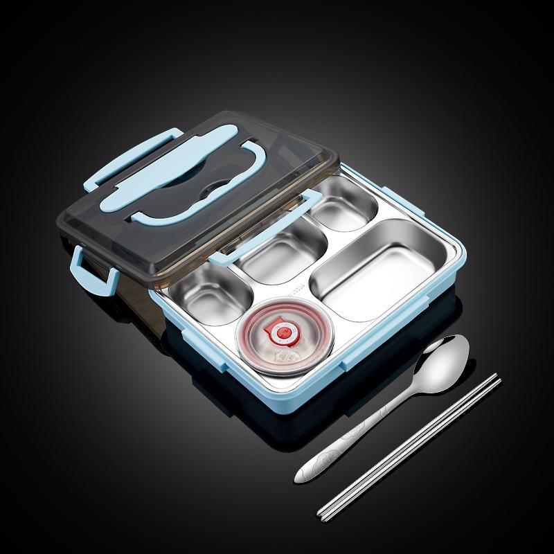 Mittagessenbox 304 Edelstahlplatte Schülerspeisesaal Heizbar Bento Tragbar Fast Food Thermoisolierung Fächer Mittagessenbox