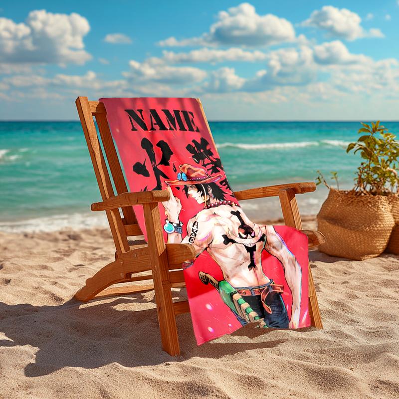 Personalized customized proof beach towel with One Piece pattern - soft, absorbent,quick-drying,perfect swimming,camping&bathing