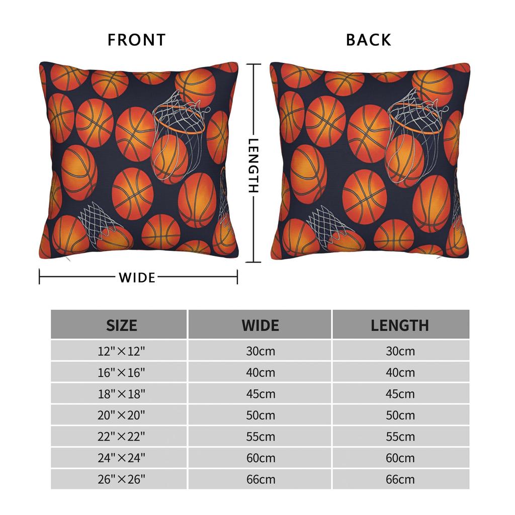 Basketball Square Pillow Cases Sports Ball Games Cushion Cover Novelty Zippered Decor Pillowcase for Car 18"