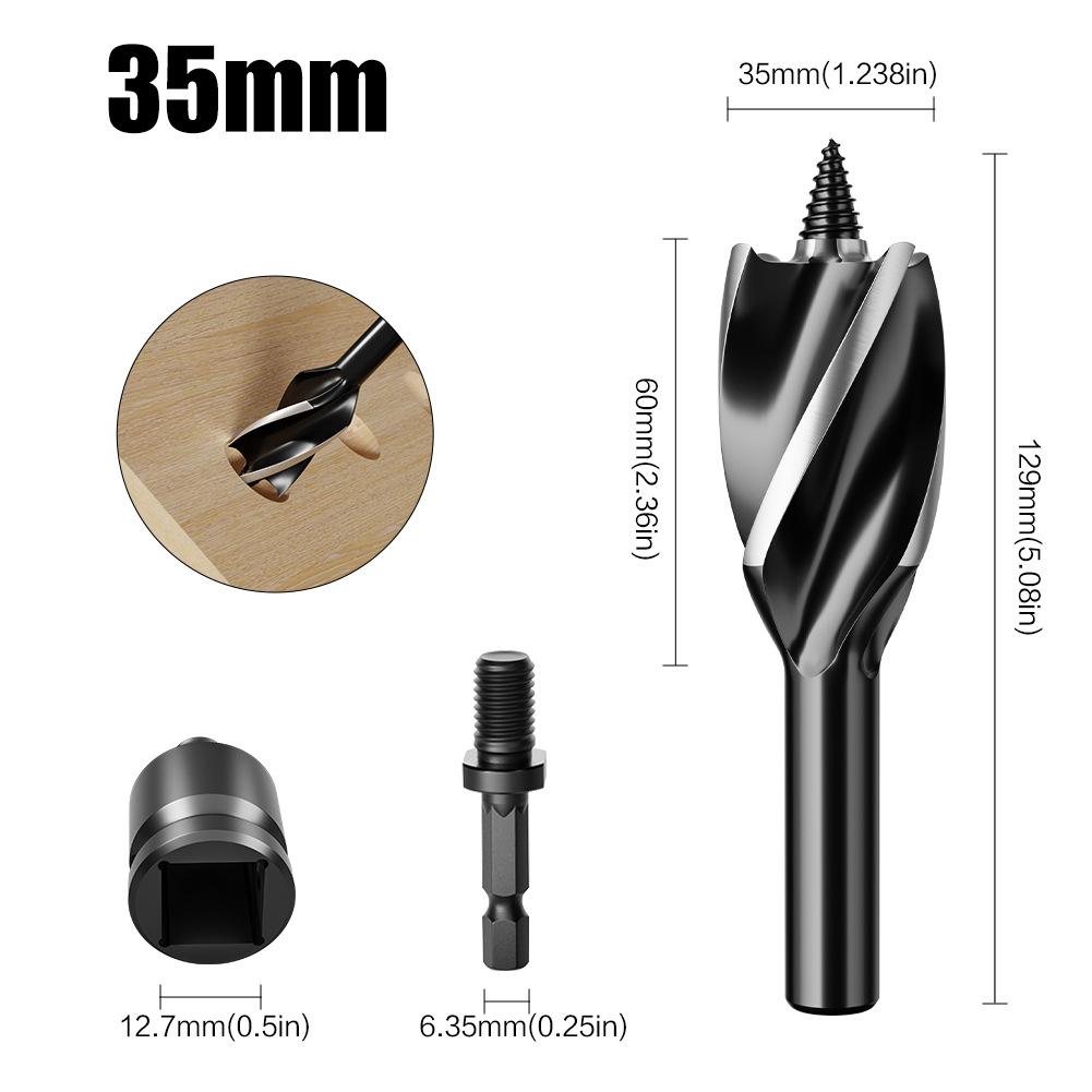 Hand Branch Drill, Hexagonal Shank Hole Opener, Four-slot Four-blade Woodworking Drill Set, Outdoor Manual Multi-purpose Drill