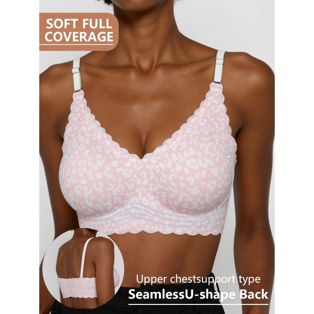 Women Leopard Print Sexy Wireless Bra, Soft Skin-Friendly Anti-Sagging Comfortable Lingerie