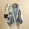 Chinese Style Imitation Cashmere Scarf Double-sided Ink Painting Theme Pashmina Blanket Thick Warm Poncho Scarves Winter Season