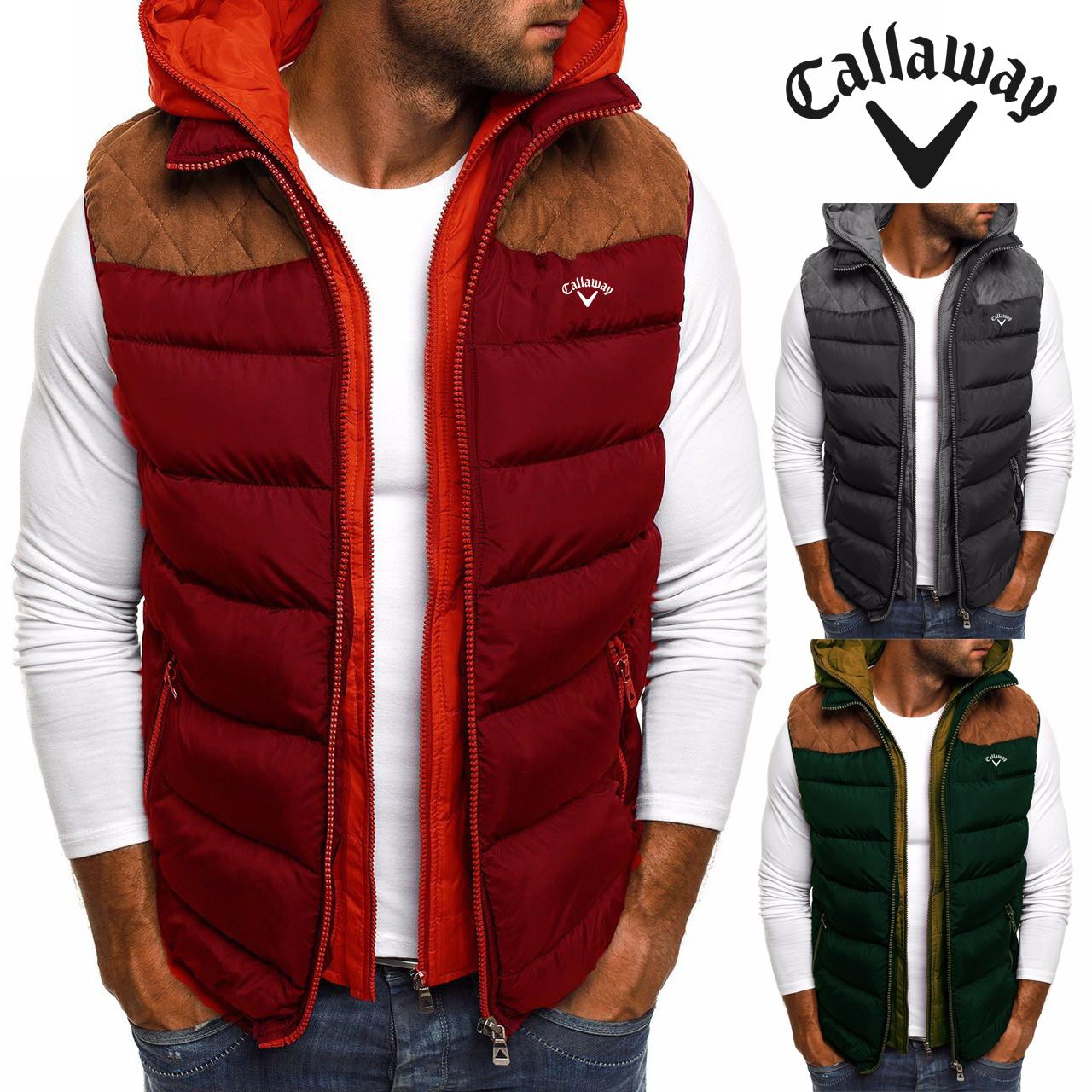 

Callaway New Вышитый пуховый жилет из хлопка для мужчин и женщин, утолщенная майка, осенне-зимний тренд, повседневная куртка с капюшоном S