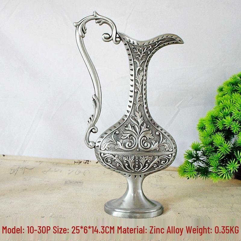 

Антикварная металлическая ваза из олова - Ретро декор для дома с изысканным мастерством, металлической текстурой, идеально подходит для подарков на новоселье See option picture