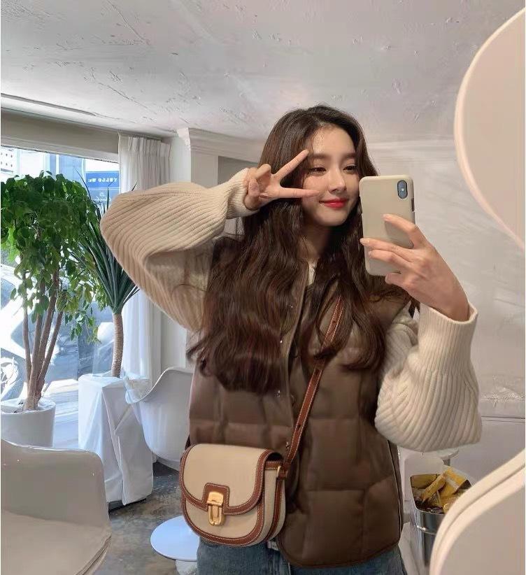 2024 New Small Style Contrast Panel Canvas Retro One Shoulder Crossbody Saddle Bag Luxury Designer Vintage Wallet Purse Ladies