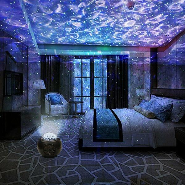 Bluetooth Star Projector Night Light Voice & Remote Control 32 Lighting Modes Built-in Music Player Star Galaxy Ocean Wave Projection Lamp Decor
