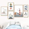 Velero, faro, ballena, concha de gaviota, buzo, cuadro sobre lienzo para pared, carteles nórdicos e impresiones, imágenes de pared, decoración para habitación de niños