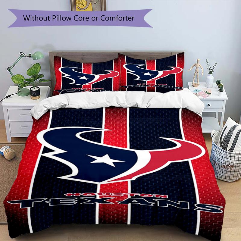 Houston Texans Pride Design Bed Bedding Set 1 Duvet Cover + 2 Pillowcases Soft Breathable Household Bed Linens