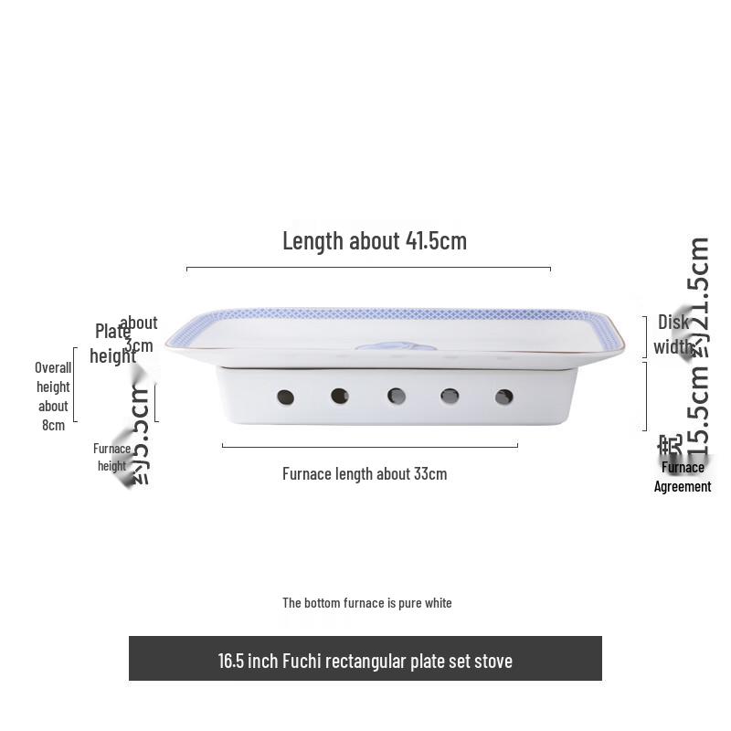 Candle Heated Rectangular Serving Plate with Stove