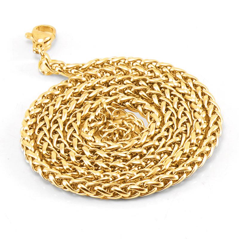 

Европейско-американское ожерелье-цепочка из нержавеющей стали «Драконья кость», хип-хоп цепочка из 18-каратного золота и титановой стали для мужчин и женщин. Gold 5.0mm 55cm