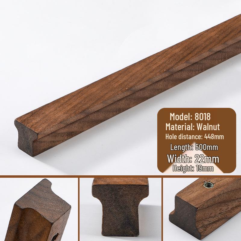 Japanese Minimalist Walnut Handle Solid Wood Cabinet and Wardrobe Drawer Handle