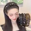 Synthetic Twisted Wig Headband Non-slip Korean Head Wrap Sweet Fishbone Braid Headband  Girl