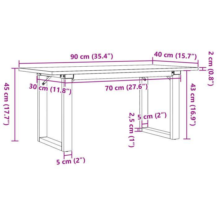 VidaXL Table Basse Cadre en O, Table d'Appoint, Bout de Canapé, Meuble de Salon Salle de Séjour, 90x40x45 cm Bois de Pin 3282664