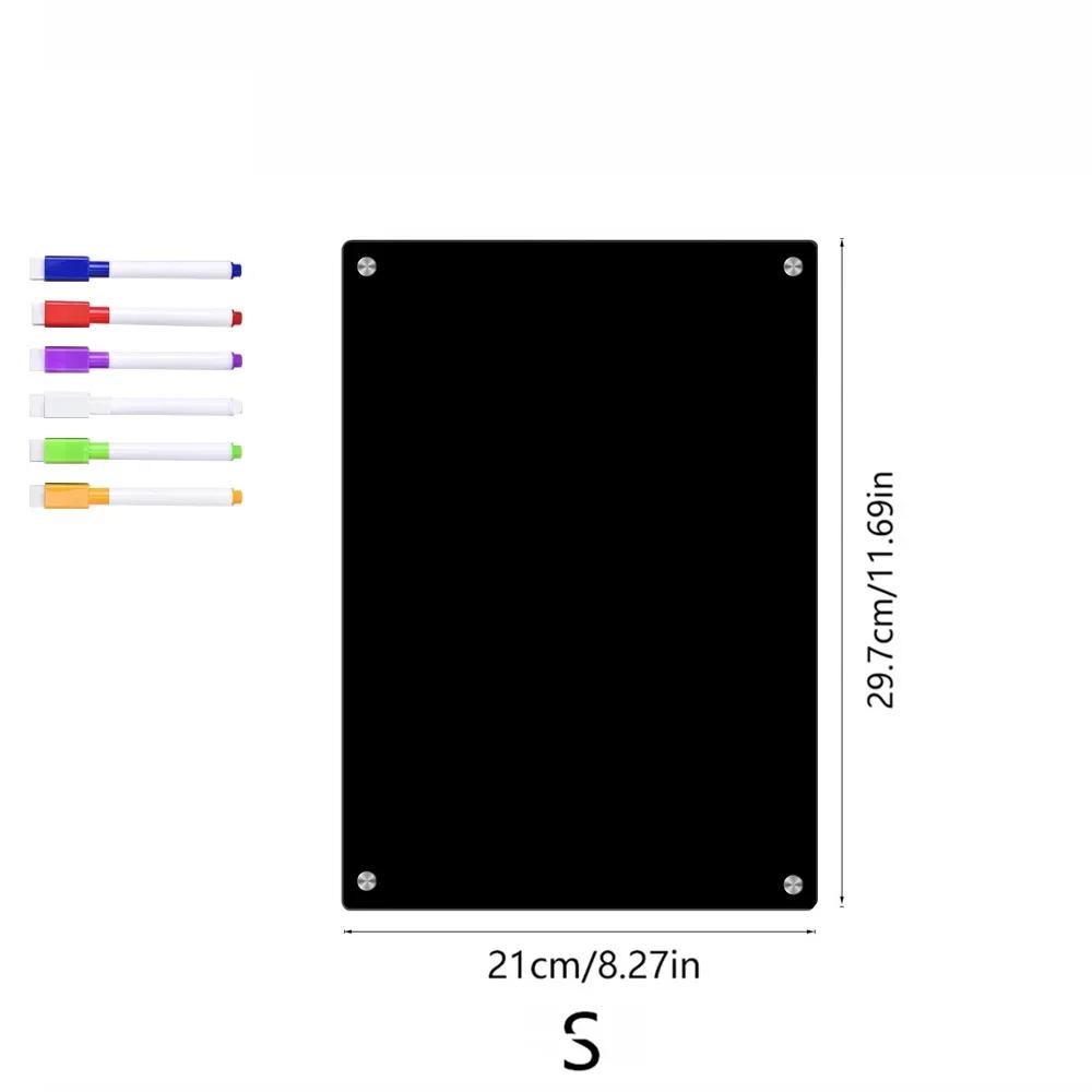 Magnetische Kühlschrankkalendertafel Klares Acryl Wochenplaner Magnetisches Whiteboard Transparente Kühlschrank-Schwarze Tafel Nachricht Menü