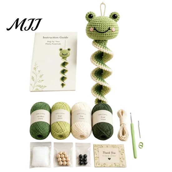 Home Indoor Hanging Decoration Crochet Garden Animal Spiral Kit, Beginner Friendly DIY Swing Textile Crafting Hobby Kit Butterfly Ladybug Hummingbird