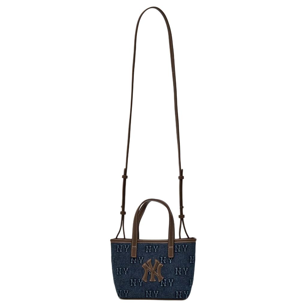 MLB New York Yankees Classic Letter Embossed Adjustable Detachable Cotton Polyester Blend Satin Crossbody Tote Bag Mini Women Handbags 3ACRDM16N-50INS