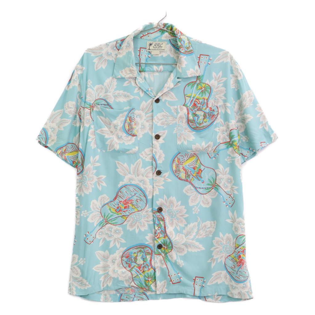 RRL Blue Cotton Camp Hawaiian Shirt Tops M Light blueUsed