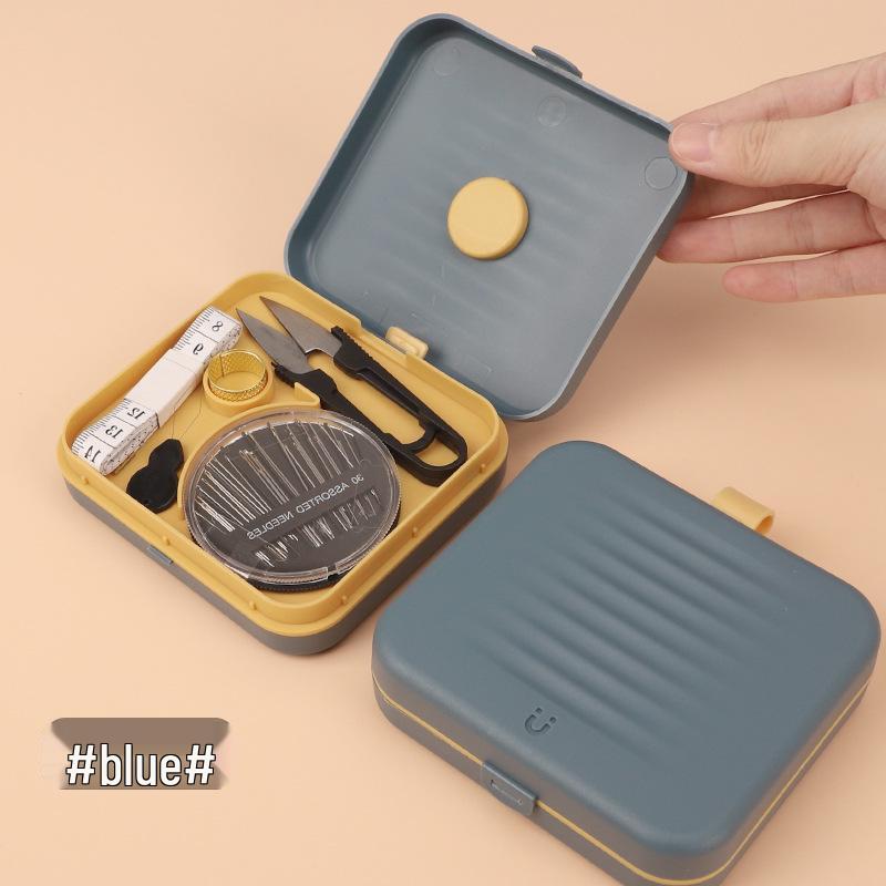 Sewing Kit with Thread, Needle, and Cross-stitch Tools in Solid Wood Pouch