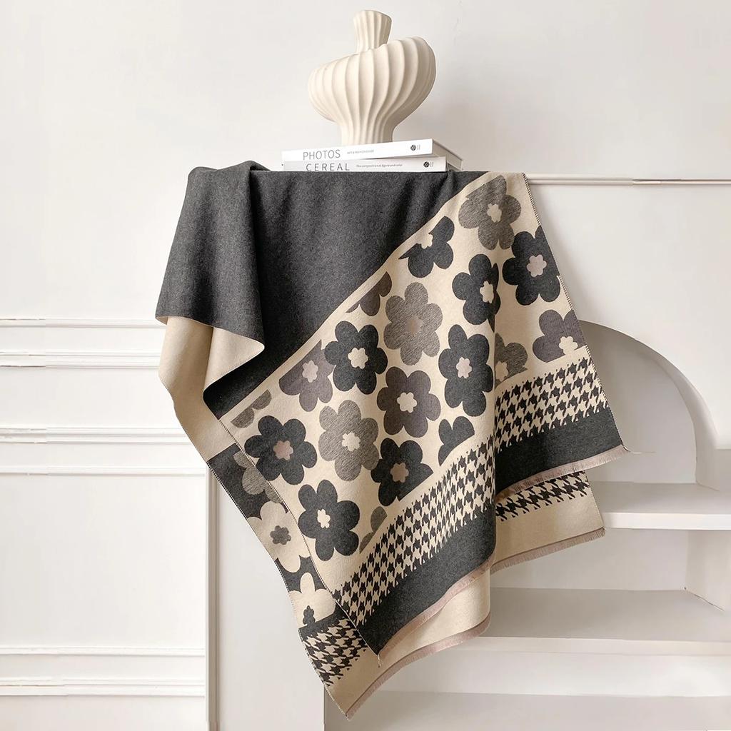 2025 New Elegant Ladies' Pashmina Jacquard Cashmere Scarf Winter Thick Warmth Two-Sided Shawl Coldproof Windproof Blanket Scarf