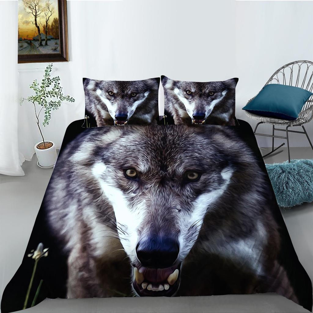 Wolf Series Bedding Two Or Three-Piece Digital Printing Polyester Fabric
