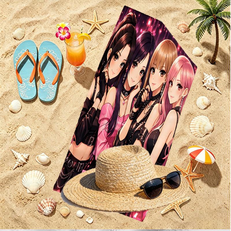 BLACKPINK Print Beach Towel, Versatile Lightweight Absorbent Beach Towel for Pool Surf Yoga Bathroom, Perfect Birthday Holiday Gift